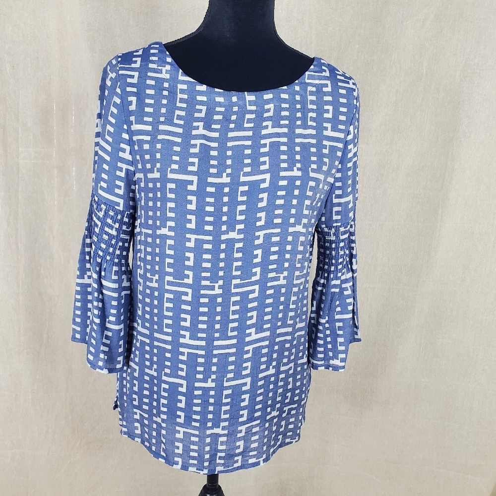 ♡ Como Vintage Chambray Long Sleeve Blouse Size Small